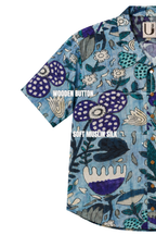 MUSLIN SILK FLORAL SHIRT BLUE
