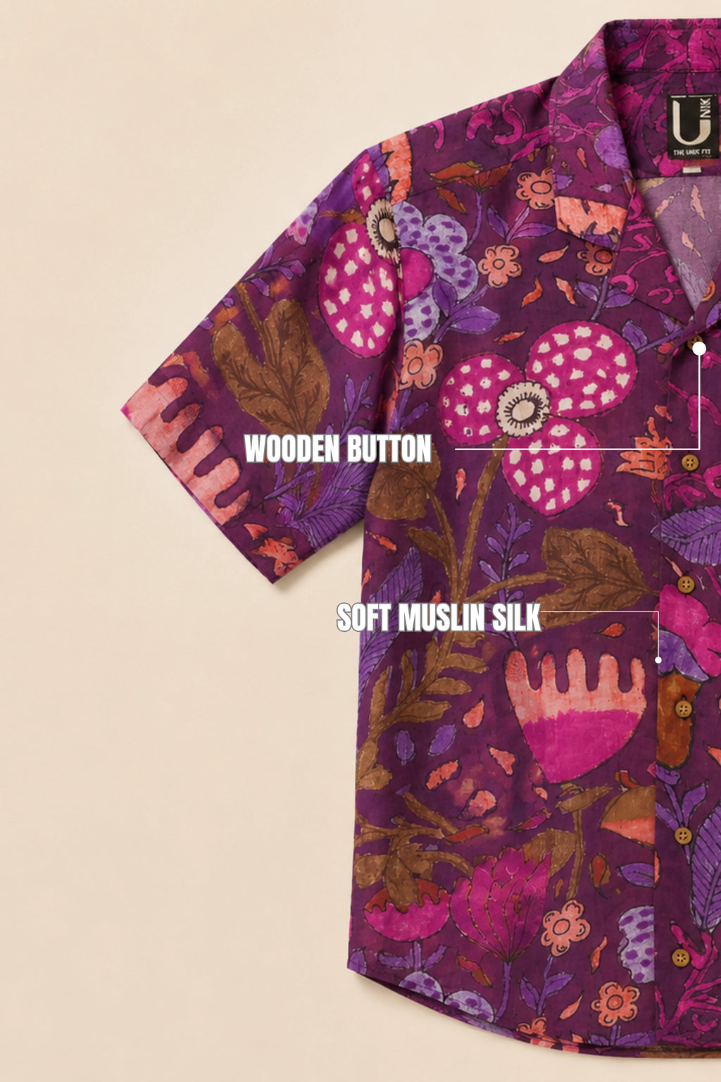 MUSLIN SILK FLORAL SHIRT PURPLE