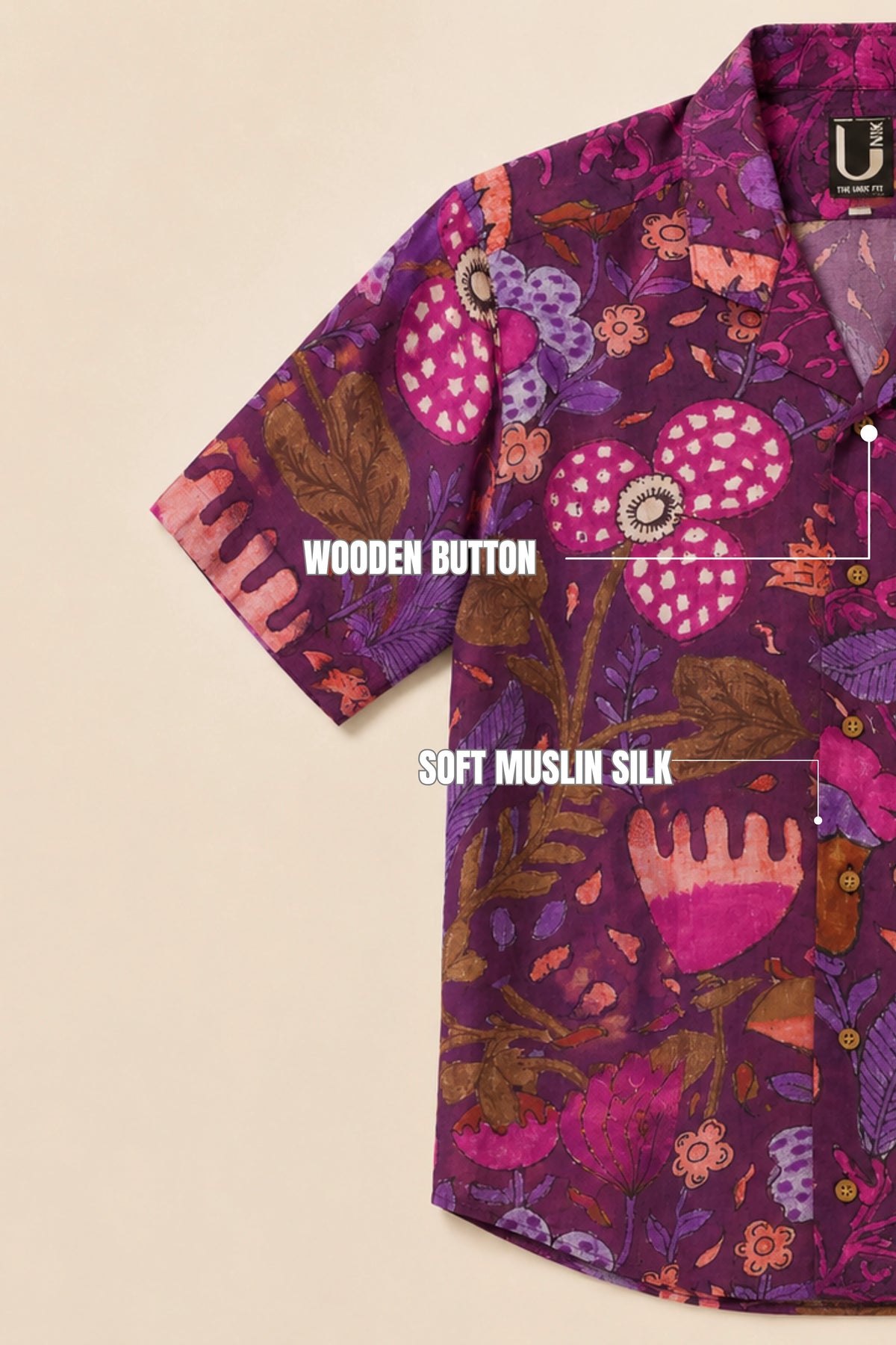 MUSLIN SILK FLORAL SHIRT PURPLE