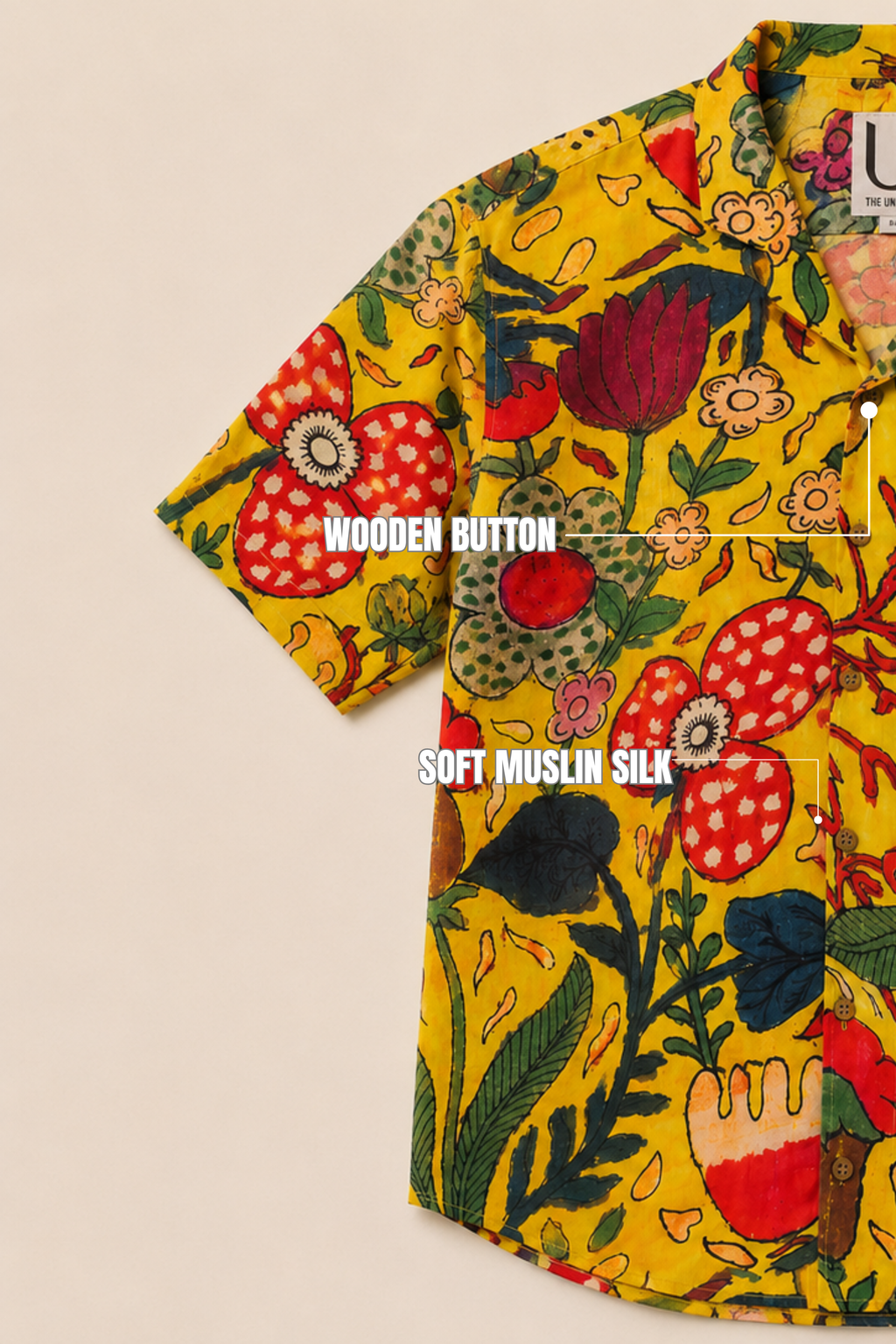 MUSLIN SILK FLORAL SHIRT YELLOW