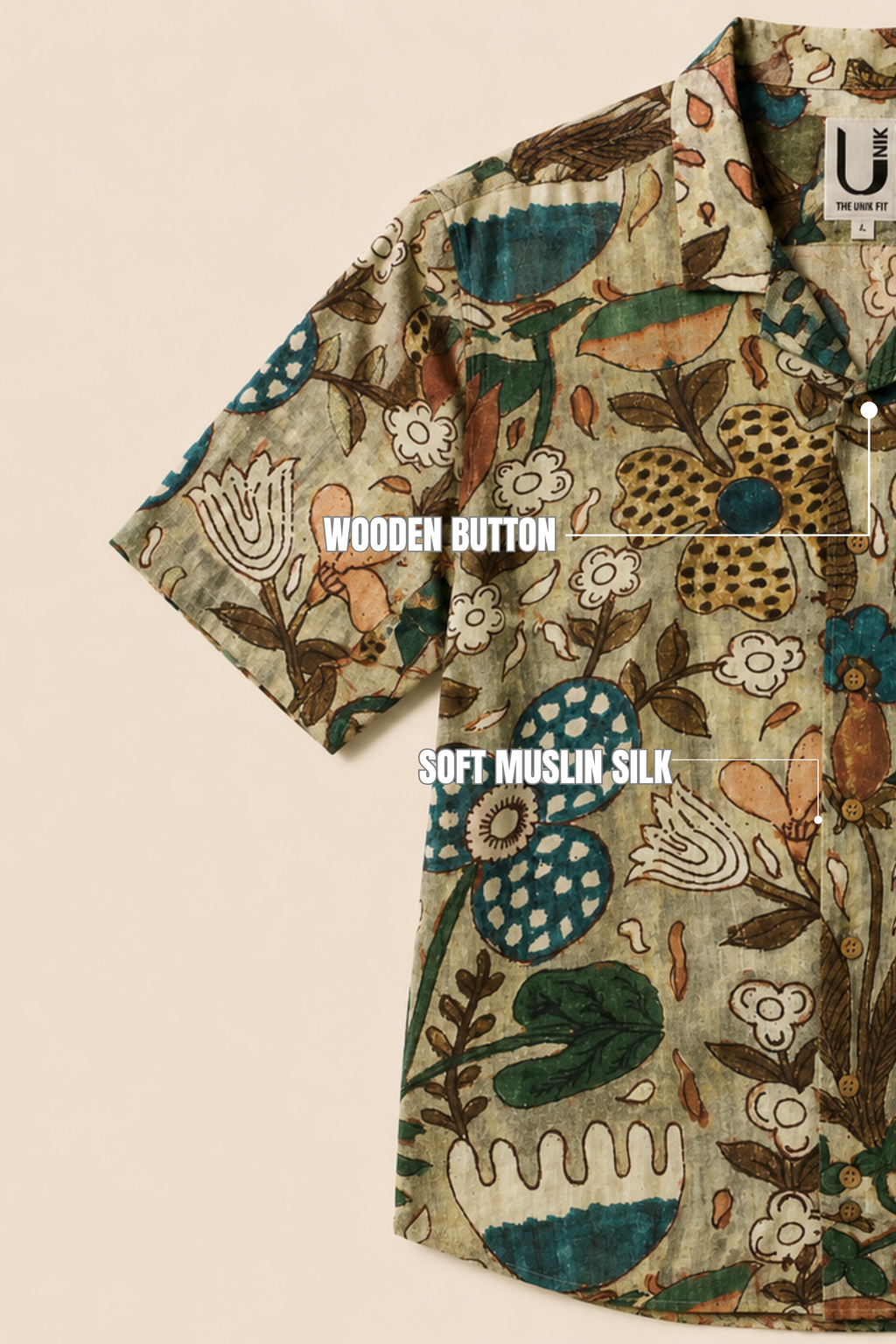 MUSLIN SILK FLORAL SHIRT GREEN