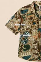 MUSLIN SILK FLORAL SHIRT GREEN