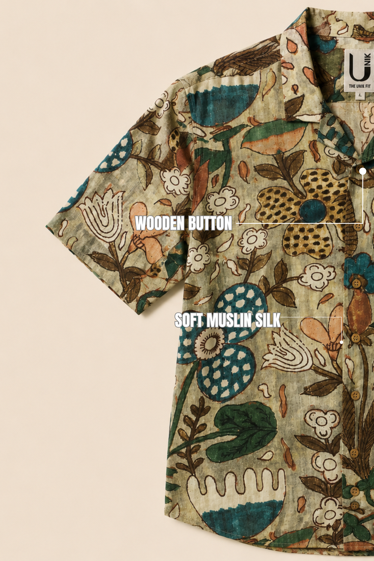 MUSLIN SILK FLORAL SHIRT GREEN