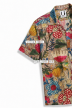MUSLIN SILK FLORAL SHIRT GREY