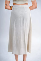 LINEN COTTON SKIRT WITH INDIGO ARK MOTIF