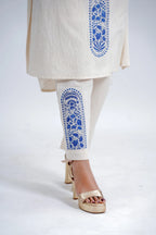 LINEN COTTON KURTA WITH INDIGO ARCH MOTIF