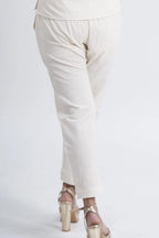 LINEN COTTON WOMENS PANT WITH RED DEER MOTIF