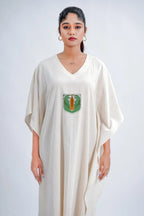 LINEN COTTON KAFTAN WITH TIGER MOTIF
