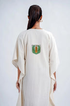 LINEN COTTON KAFTAN WITH TIGER MOTIF
