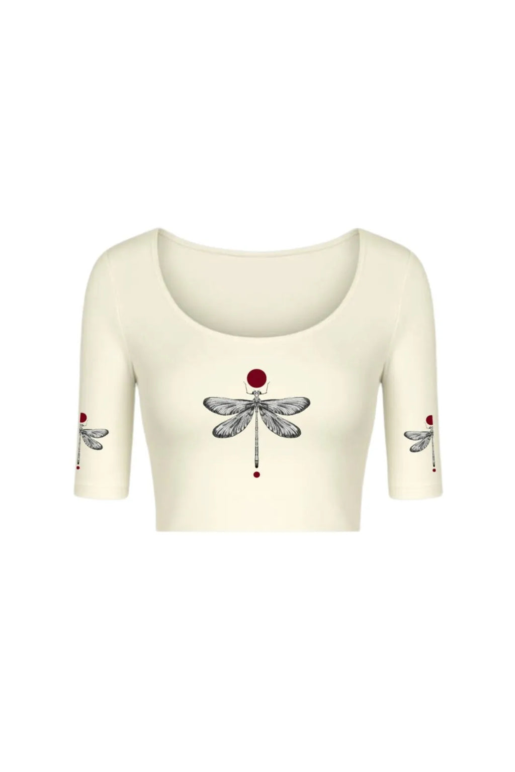 KNITTED COMFY STRETCHABLE BLOUSE WITH DRAGONFLY MOTIF