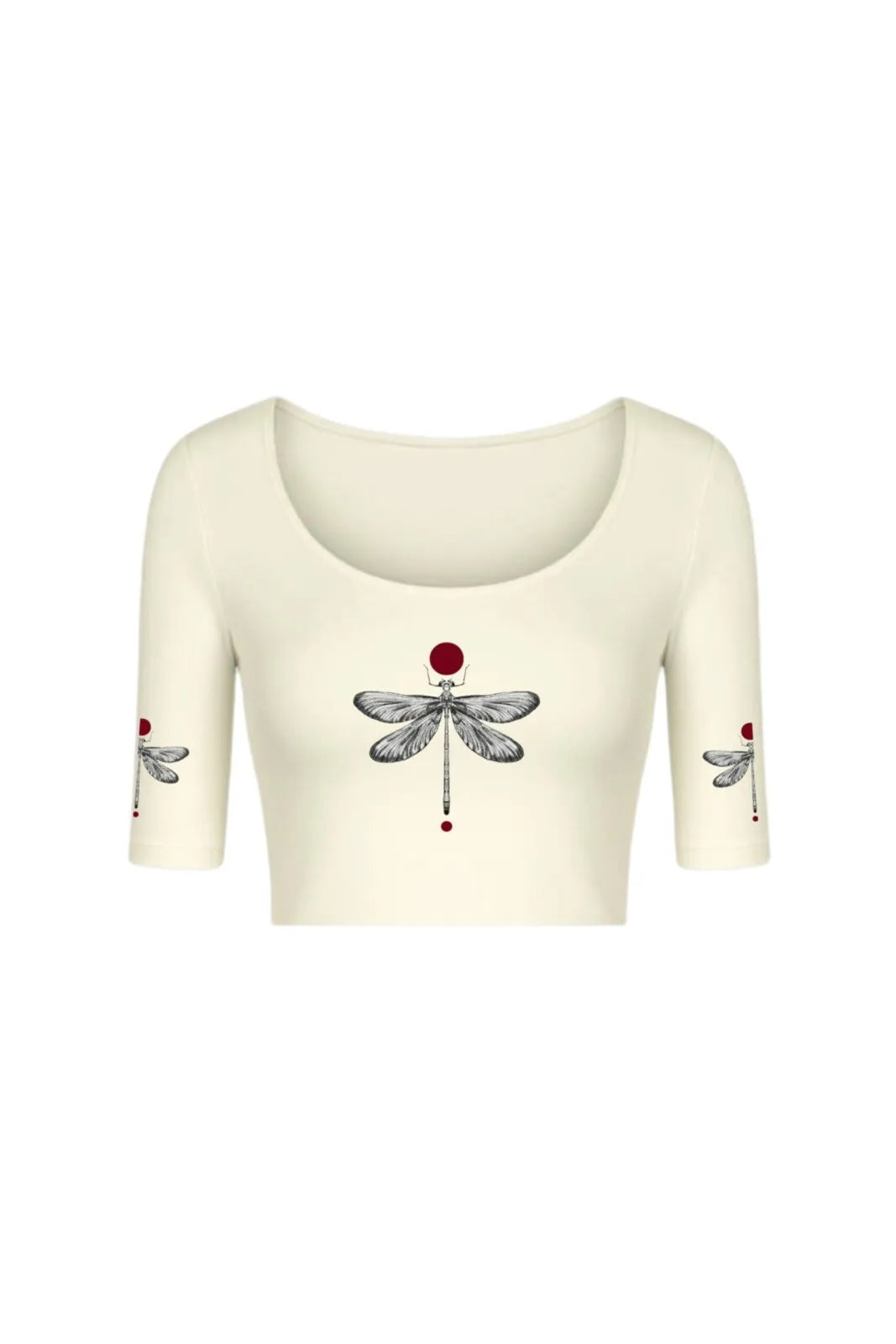 KNITTED COMFY STRETCHABLE BLOUSE WITH DRAGONFLY MOTIF