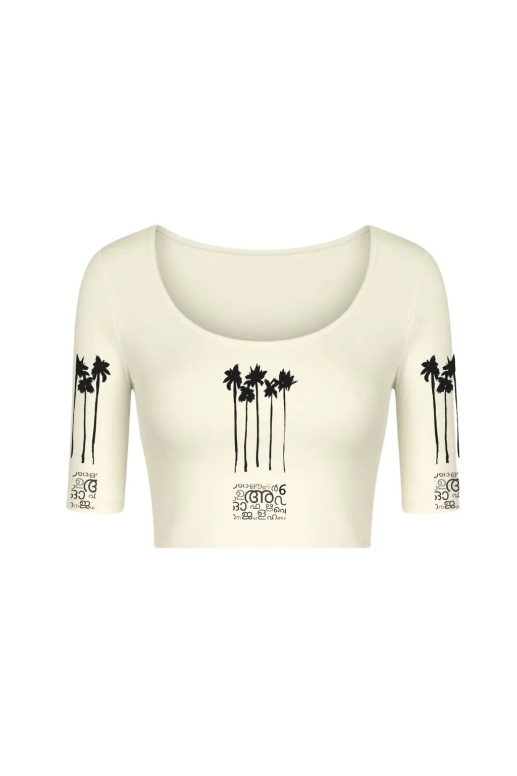 KNITTED COMFY STRETCHABLE BLOUSE WITH COCONUT PALM MOTIF