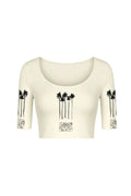 KNITTED COMFY STRETCHABLE BLOUSE WITH COCONUT PALM MOTIF