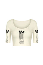 KNITTED COMFY STRETCHABLE BLOUSE WITH COCONUT PALM MOTIF