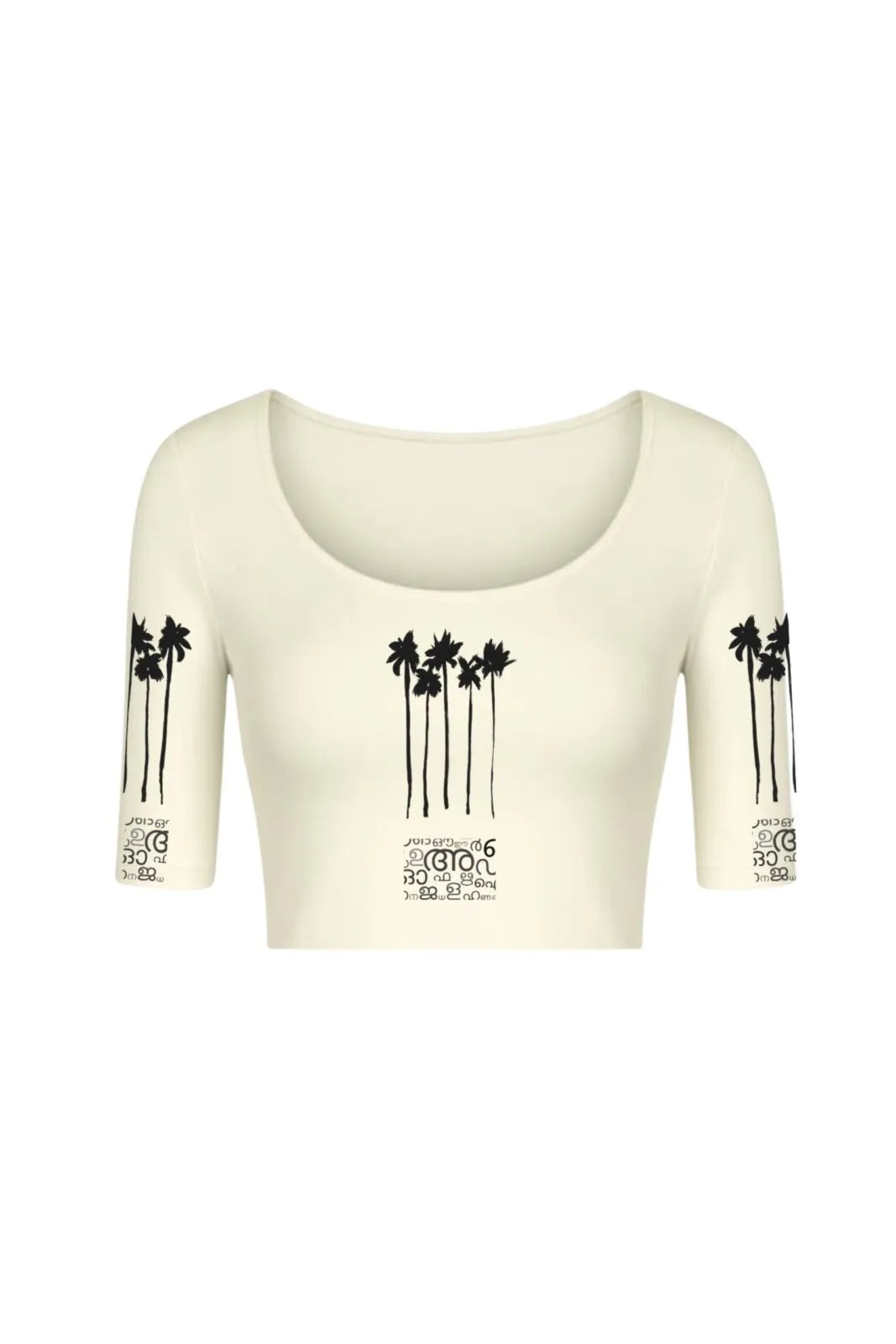 KNITTED COMFY STRETCHABLE BLOUSE WITH COCONUT PALM MOTIF