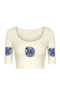KNITTED COMFY STRETCHABLE BLOUSE WITH INDIGO CAT NAP MOTIF