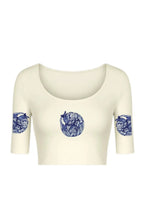 KNITTED COMFY STRETCHABLE BLOUSE WITH INDIGO CAT NAP MOTIF
