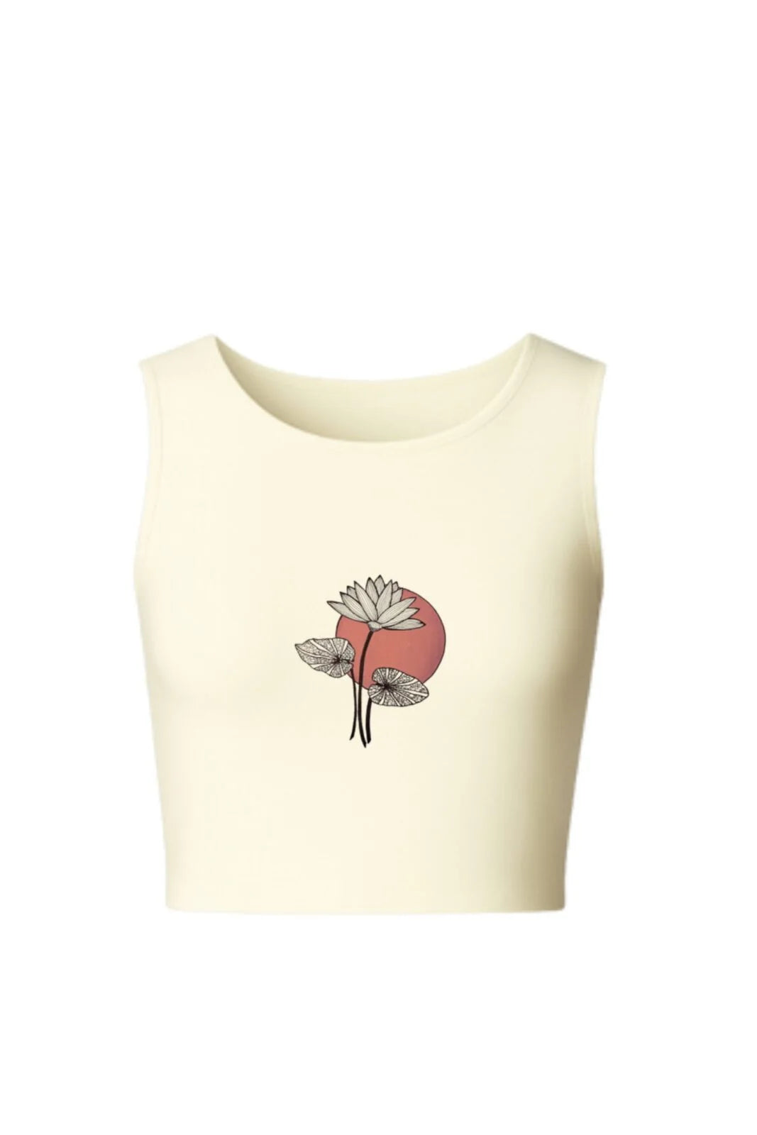KNITTED COMFY STRETCHABLE BLOUSE WITH RED MOON LOTUS MOTIF