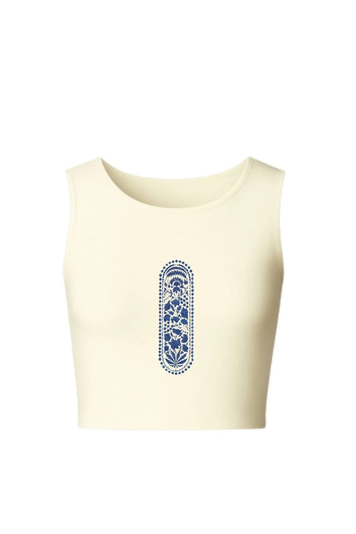 KNITTED COMFY STRETCHABLE BLOUSE WITH INDIGO ARK MOTIF