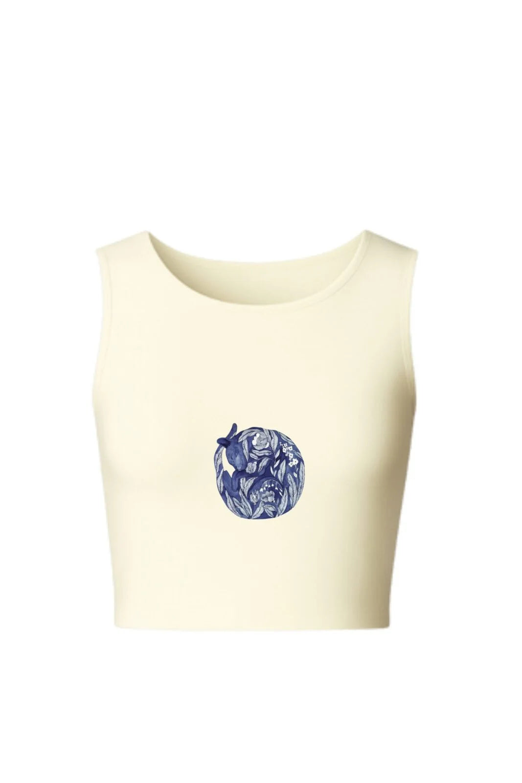 KNITTED COMFY STRETCHABLE BLOUSE WITH INDIGO CAT NAP MOTIF