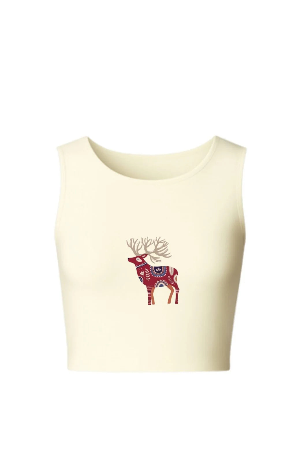 KNITTED COMFY STRETCHABLE BLOUSE WITH RED DEER MOTIF
