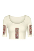 KNITTED COMFY STRETCHABLE BLOUSE WITH RED ARK MOTIF