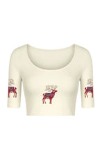 KNITTED COMFY STRETCHABLE BLOUSE WITH RED DEER MOTIF