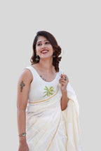COTTON SAREE WITH BANANA PALM MOTIF
