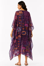 MUSLIN SILK FLORAL KAFTAN PURPLE