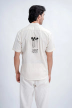 LINEN COTTON SHIRT WITH COCONUT PALM MOTIF