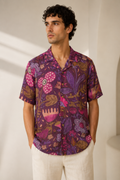 MUSLIN SILK FLORAL SHIRT PURPLE