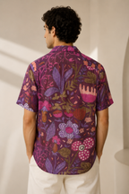 MUSLIN SILK FLORAL SHIRT PURPLE