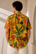 MUSLIN SILK FLORAL SHIRT YELLOW