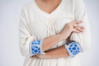LINEN COTTON KURTA WITH INDIGO ARCH MOTIF